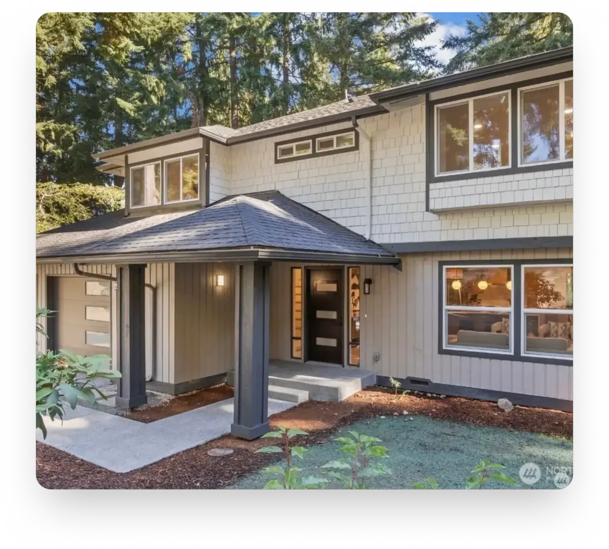 A renovated Aced Homes property surrounded by mature trees
